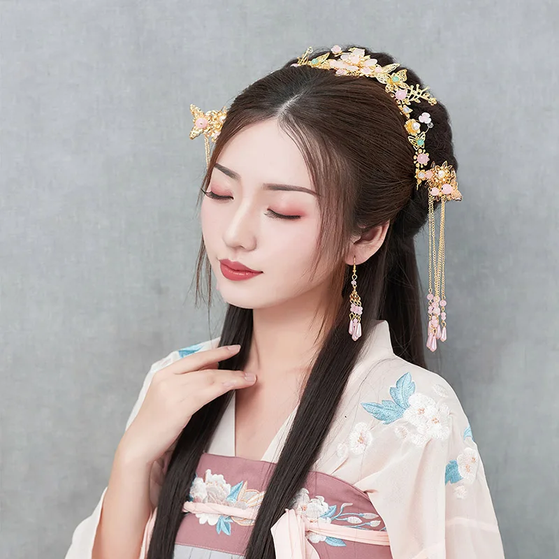 Китайская Hanfu заколка для волос QIANJI с полным набором подвесок на античных аксессуарах для волос ювелирных изделий костюма головных уборов.