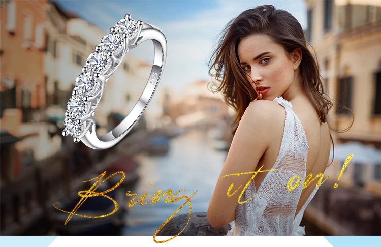 Jewelrypalace Свадебные 1ct Кубического Циркония Обручальное кольцо стерлингового серебра 925 новые свадебные модные Для женщин ювелирных камней Новинка