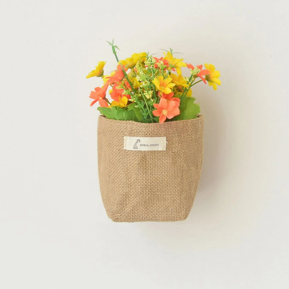 Джутовая настенная многофункциональная корзина для хранения подвесная сумка