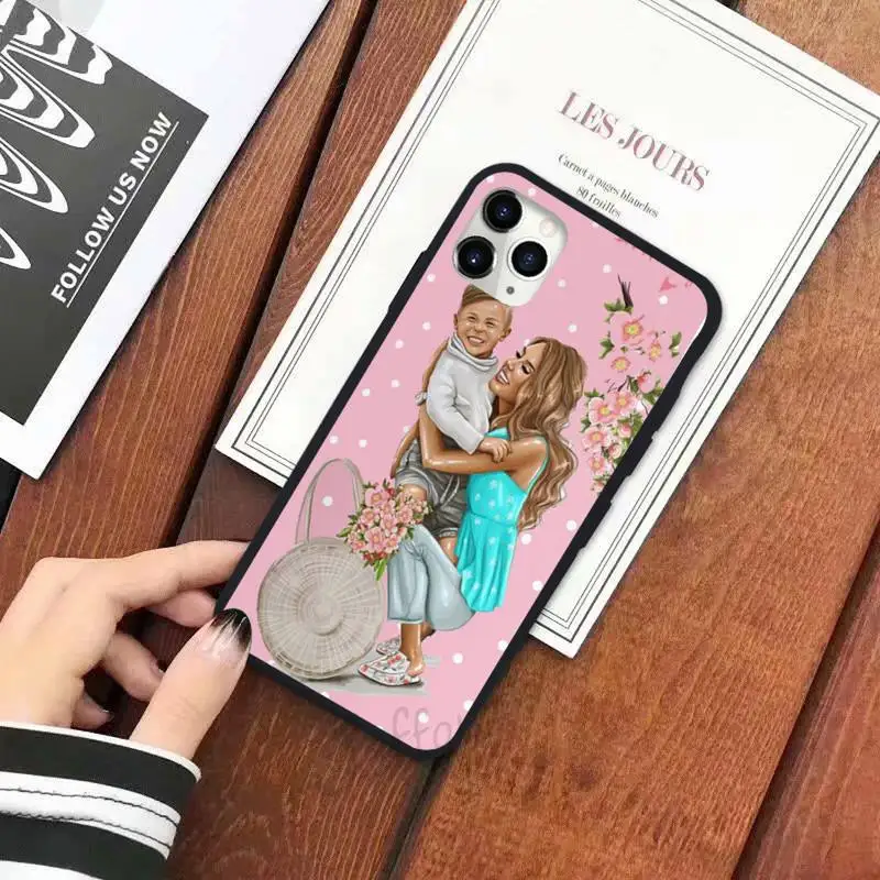 

Baby mother cartoon pink fashion Phone Case for iPhone 11 12 pro XS MAX 8 7 6 6S Plus X 5S SE 2020 XR