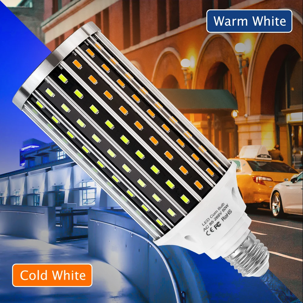 

E27+E39 Bombillas High Power LED Corn Light 50W Chandelier No Flicker Lights Bulb AC 220V LED Lamp For Factory Workshop Lighting