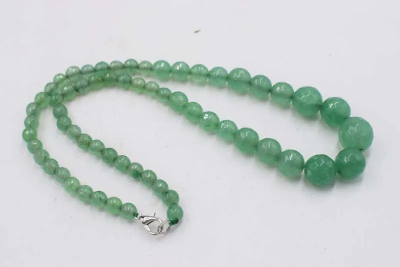 

green jade faceted round 6-14mm necklace wholesale beads 18inch