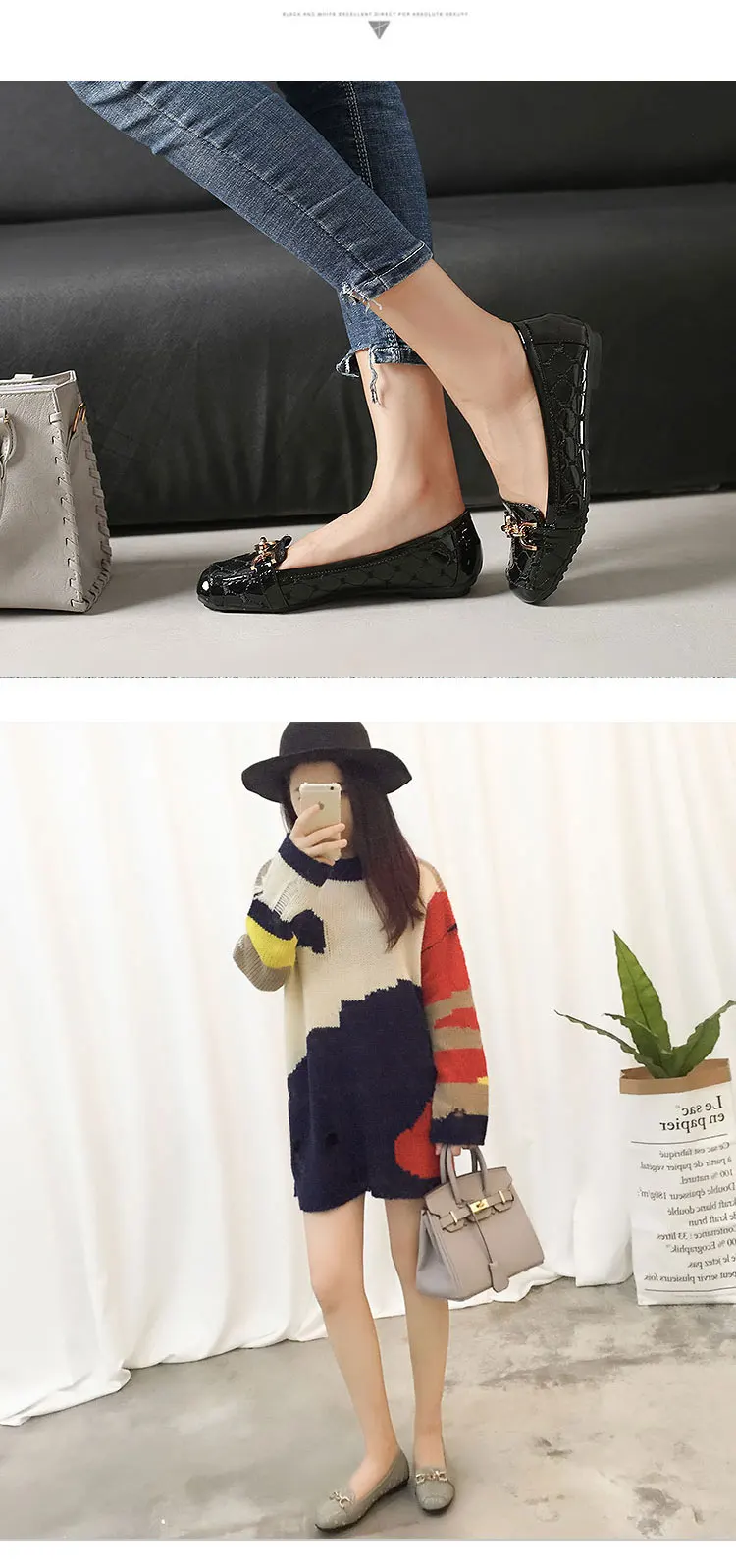 Zapatos de mujer de moda/ г. Женская обувь на плоской подошве осенние Лоферы женская обувь на плоской подошве женская обувь из лакированной кожи с мягкой подошвой