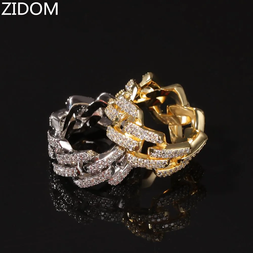 Мужские сверкающие кольца в стиле хип хоп выложенные фианитами