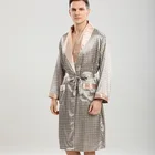 Размера плюс 3XL Для мужчин халат кимоно сезон: весна-лето одежда для сна тонкий мягкий чехол из искусственного шелка и сатина, пижамы, одежда для дома с печатным рисунком и длинным рукавом, домашняя одежда