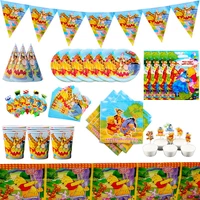 73pcs winnie the pooh birthday party paper plate cup disposable tableware sets baby shower birthday party decorations supplies