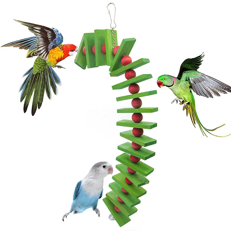 

1PC Bird Parrot Toys Natural Wooden Birds Perches Hanging Chewing Swings Christmas Cage Toy Decoration Pet Bird Climbing Ladder