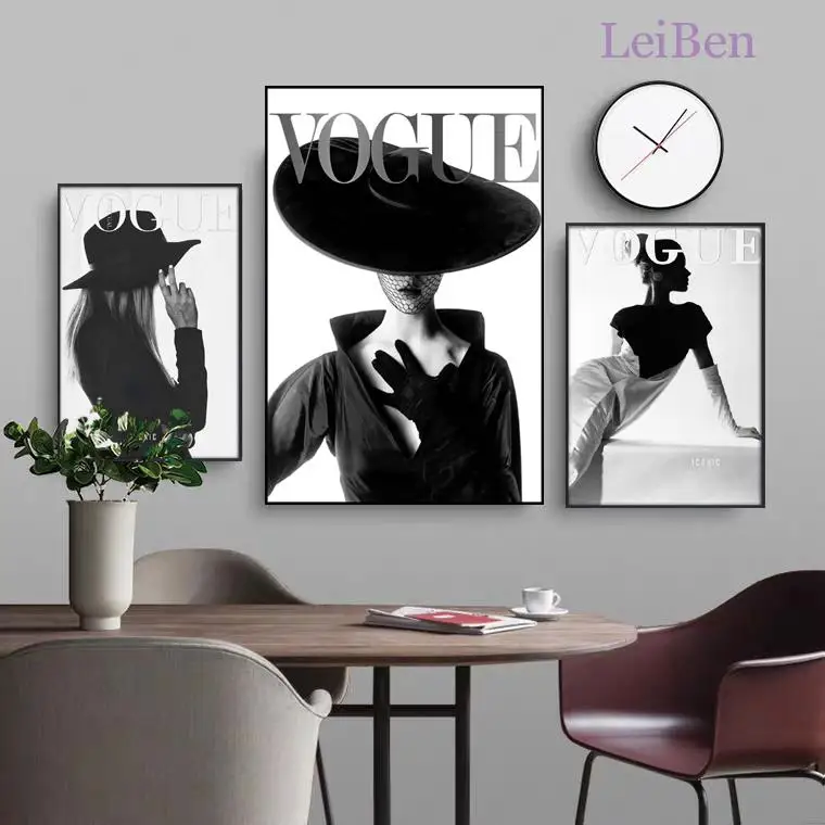 

Modern Fashion Women Wall Art Poster Black and White Canvas Painting Home Decoration Living Room Nordic Print Picture Frameless