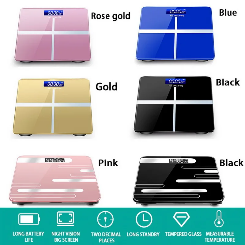 Напольные весы для ванной комнаты стеклянные Смарт Электронные USB зарядка ЖК