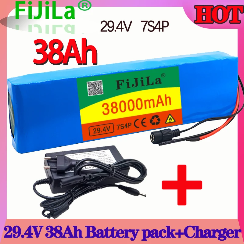 

Brand new 29.4V 38000mAh 7S4P Li-ion Battery Pack with 20A Balanced BMS for Electric Bicycle Scooter Power Wheelchair+Charger