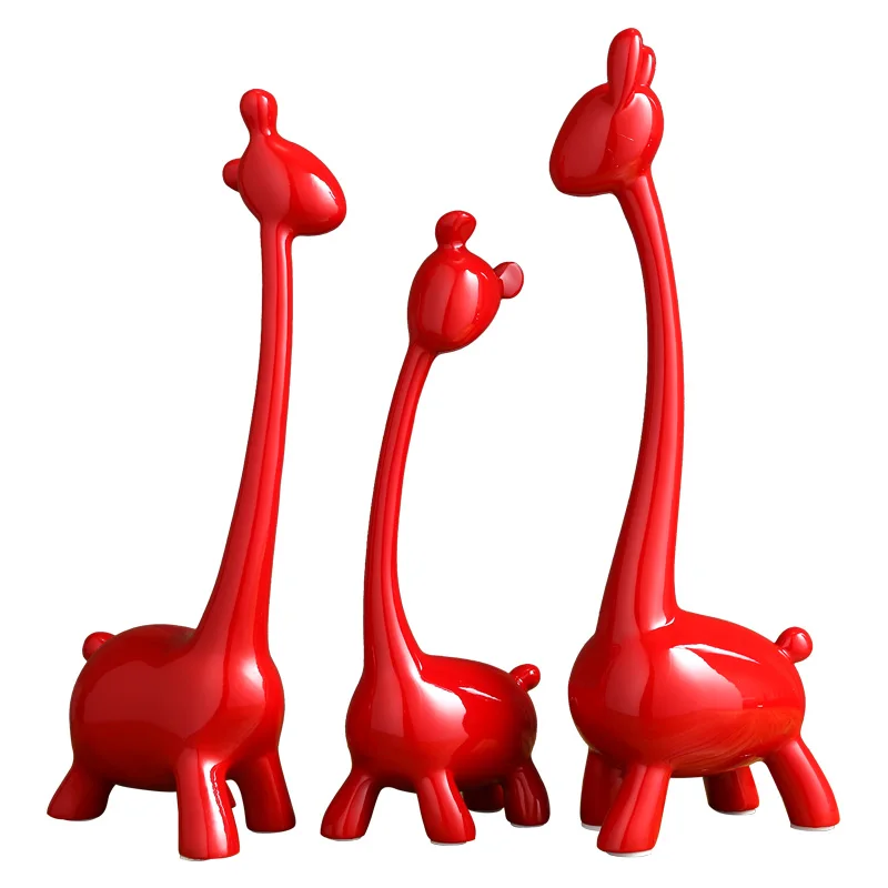 

Animals Red Figurines Wedding Light Sculpture Home Decoration Resin Chinese Vintage Set Miniature Home Decor Ornaments KK60HD