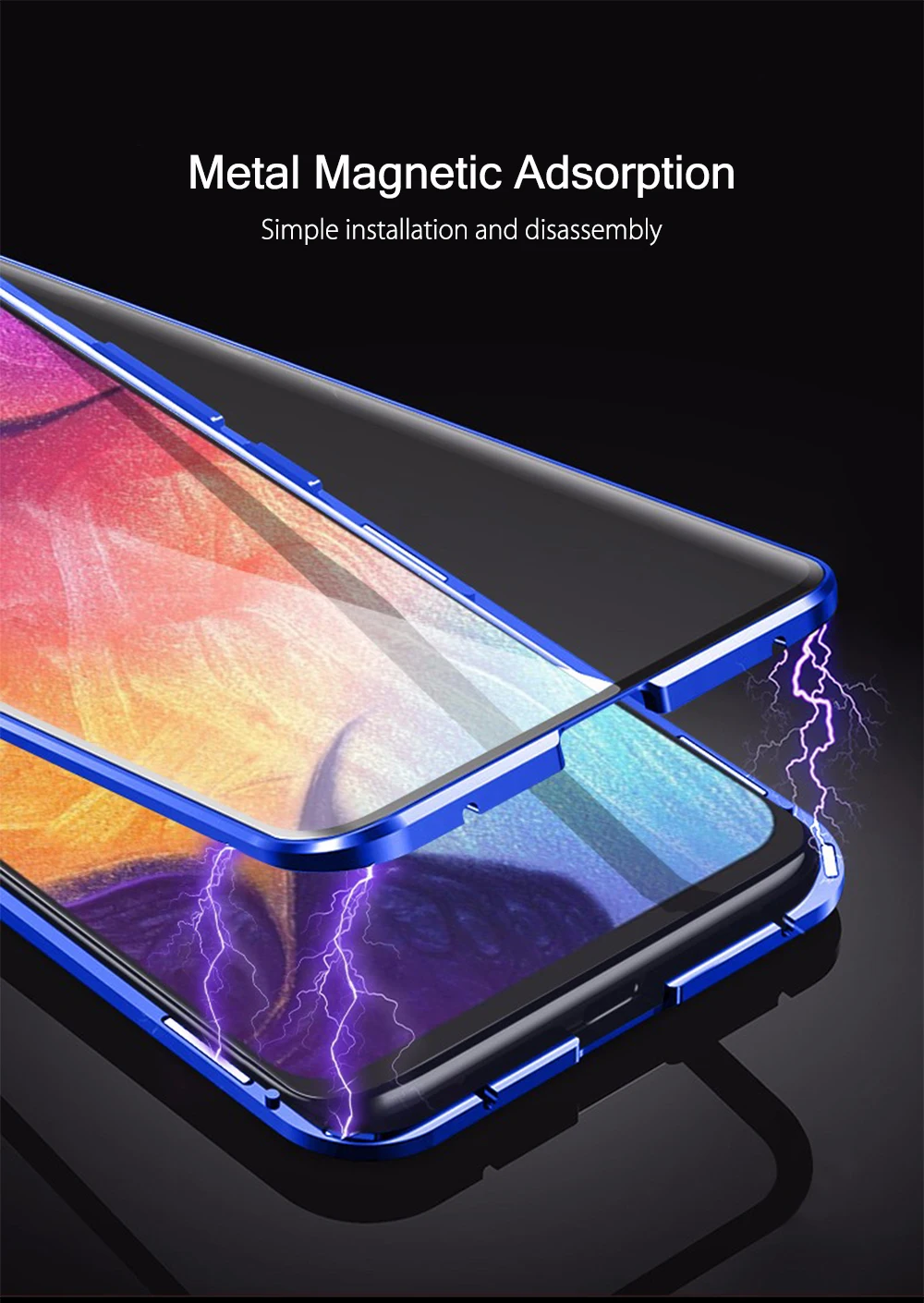 Магнитный чехол для samsung Galaxy A40 A70, чехол, противоударный бампер, двухсторонний, закаленное стекло, металлический чехол для samsung A 40 70, чехол