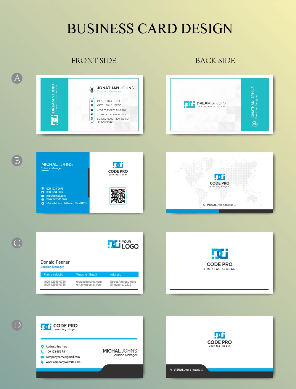 Business card template Blue Minimalist Card Design Modern Editable Official style Universal | Канцтовары для офиса и дома