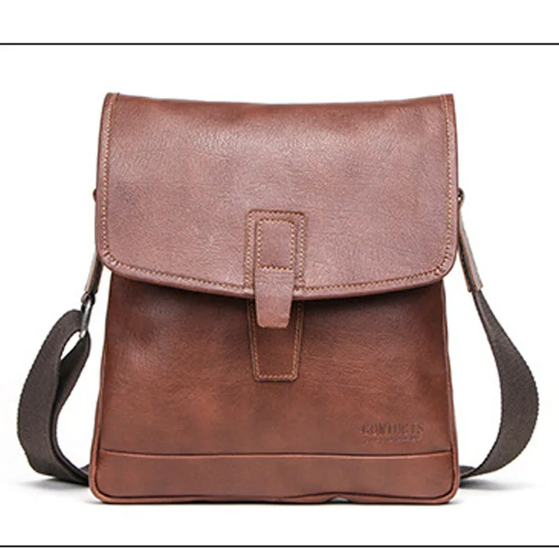 

Двухслойный мужской деловой портфель из искусственной кожи и микрофибры, повседневная сумка через плечо, сумка-мессенджер, сумка для ноутб...