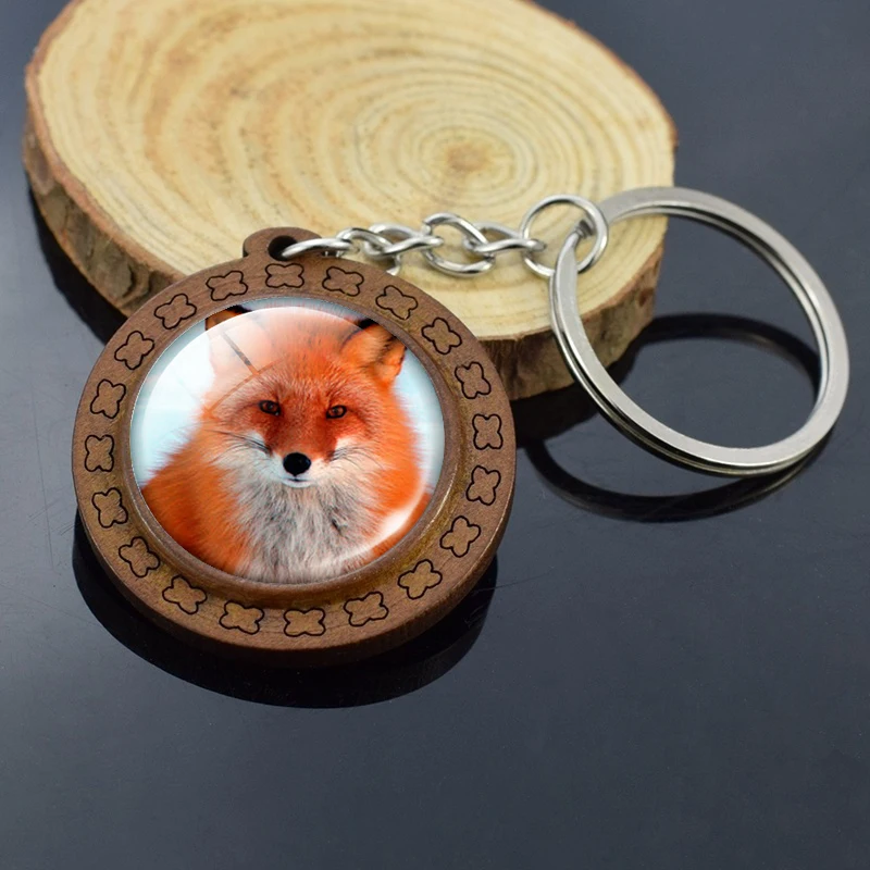 Деревянный брелок для ключей с изображением лисы деревянные брелки милой