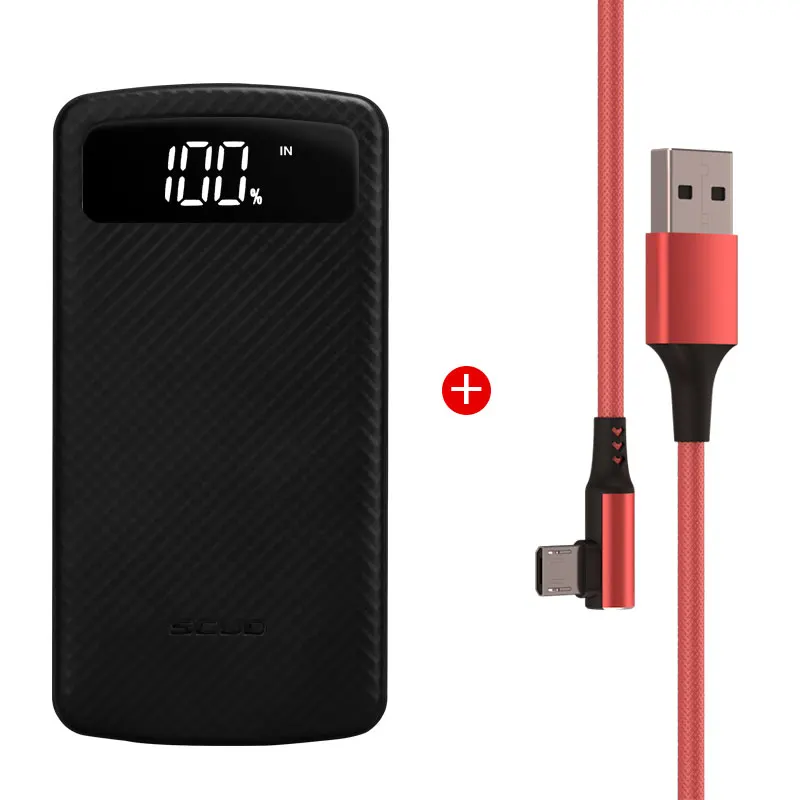 Портативное Внешнее зарядное устройство SCUD power Bank 10000 мАч + usb кабель type C для