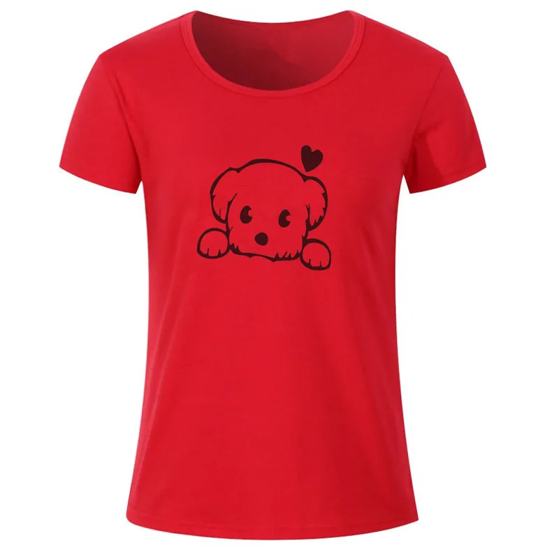 Women's T women Graphic Fashion Cute Heart \ Puppy Print Top t-shirt Female T-shirt girl Clothes Short sleeveT shirt | Женская