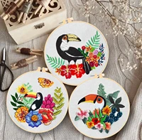 cute toucans embroidery kit diy needlework bird pattern needlecraft for beginnerwith hoop