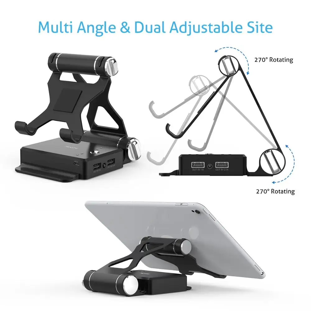 soopii tablet stand with 10000mah built in battery charging basedual adjustable and foldable for 4 13 inch phones and tablets free global shipping