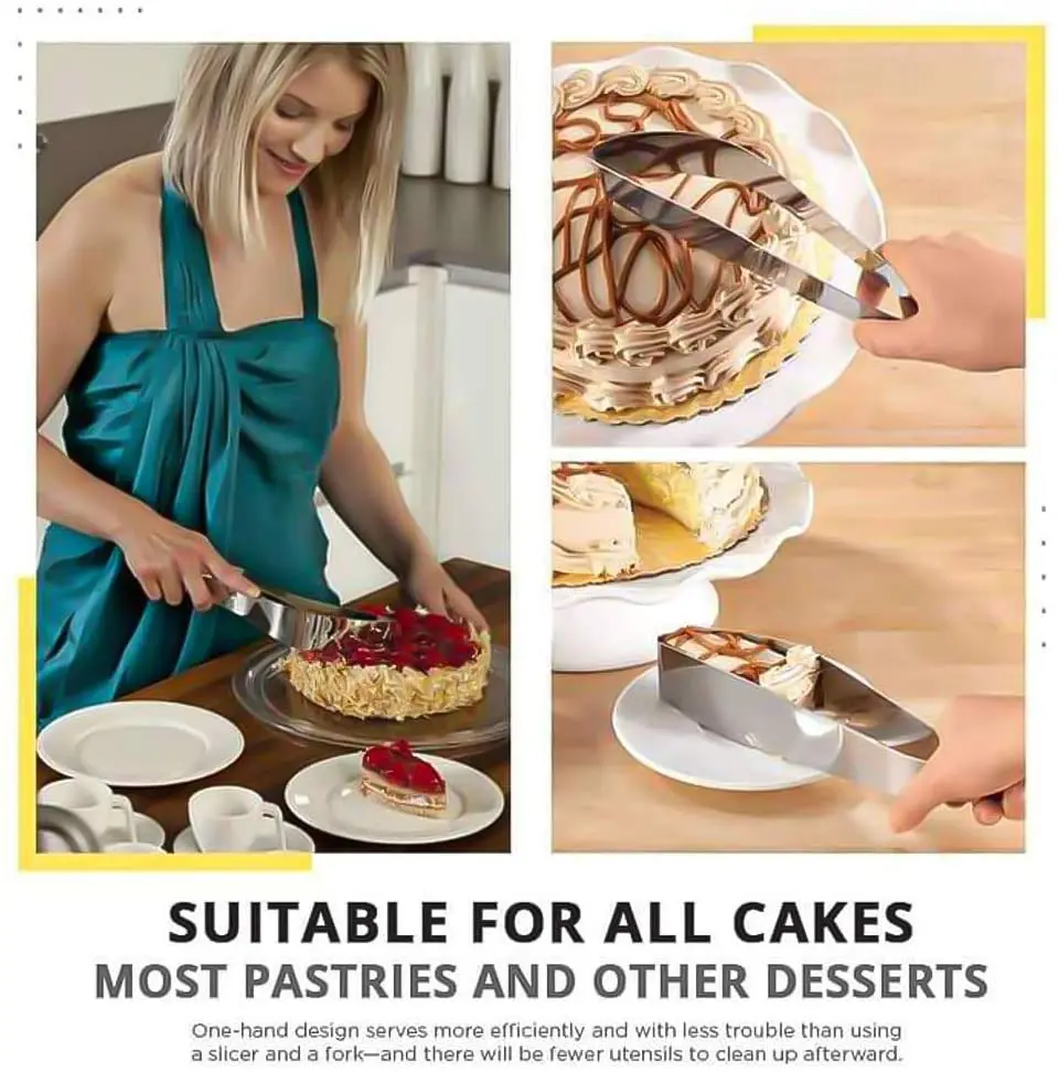 

1PC Stainless Steel Cake Slicer Cutter Serving Cheese Confectionery Knife Pie Pancake Divider Kitchen Gadgets Home Baking Tools