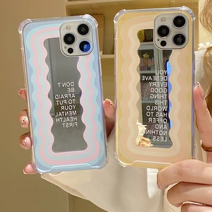 art retro wave mirror korean phone case for iphone 11 12 pro max 7 8 plus x xs max xr se 2020 cases shockproof soft tpu cover free global shipping