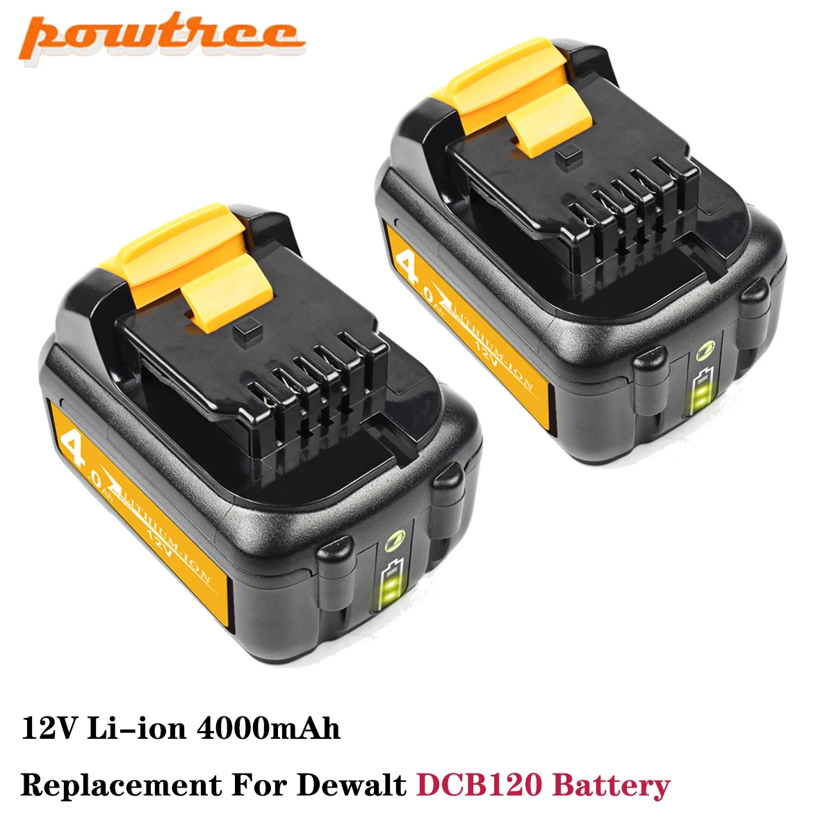 Литий ионный аккумулятор Powtree 12 В 4000 мАч для DEWALT DCB120 DCB127 DCB121 DCB100 DCB101