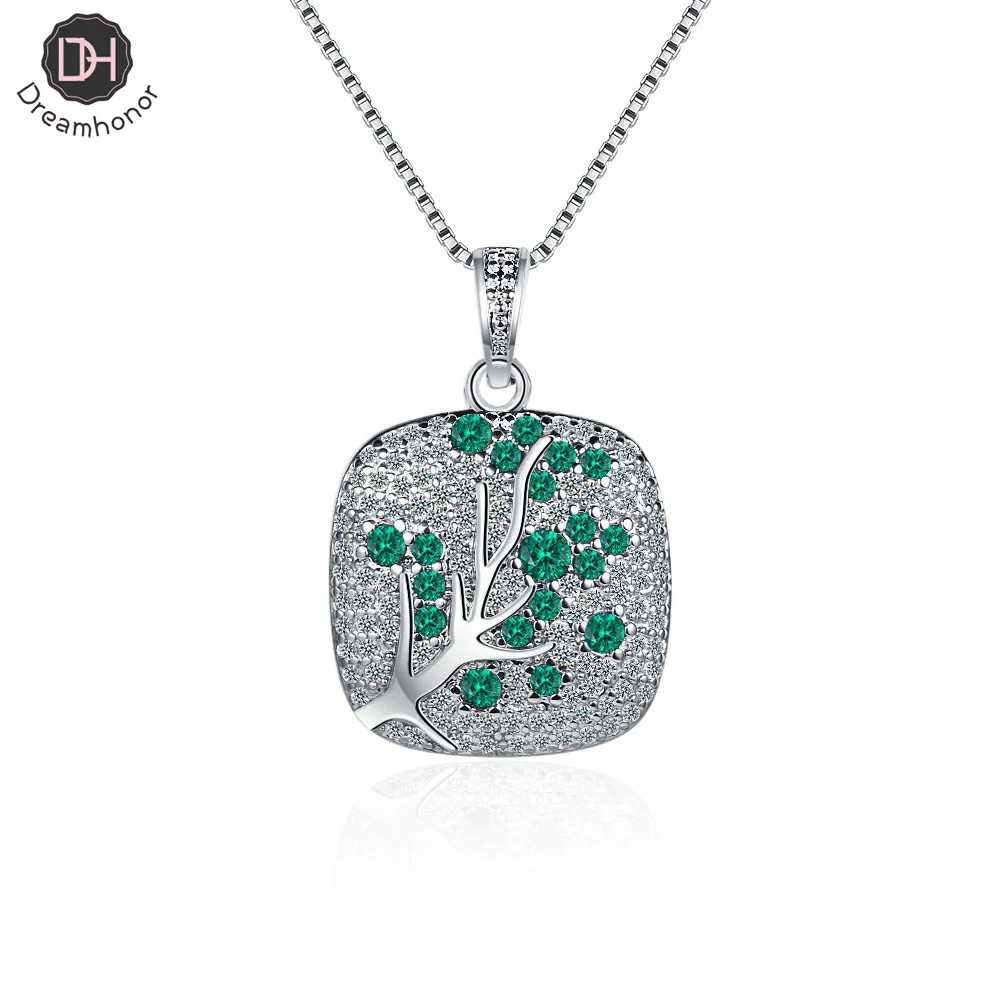 

Dreamhonor 2021 Fashion 925 Sterling Silver Crystal Zirconia Branch Pendant Necklaces Jewelry Accessory