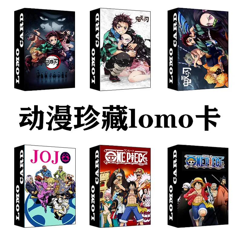 

30Pcs/Box Anime One Piece JoJo's Bizarre Adventure Demon Slayer Kimetsu No Yaiba Kamado Tanjirou Lomo Card Mini Postcard Gift