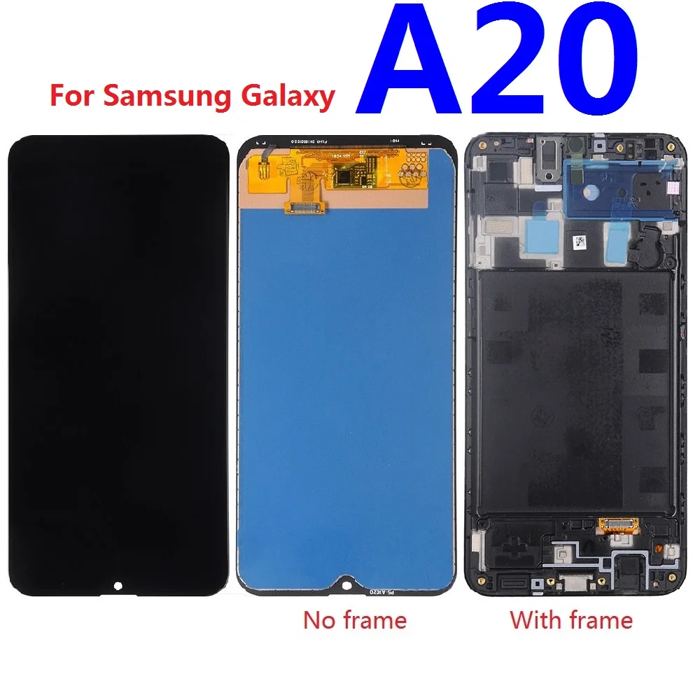 Tested LCD Display Touch Screen Digitizer For Samsung Galaxy A20 A205 SM-A205F A205FN A205F/DS A205M A205GN/DS Frame Replacement | Мобильные