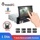 Автомагнитола Podofo 1DIN, автомобильный радиоприемник Retractab, автомобильный стерео Bluetooth, 7-дюймовый HD Автомобильный плеер, автомобильный стерео FM MP5 с камерой заднего вида