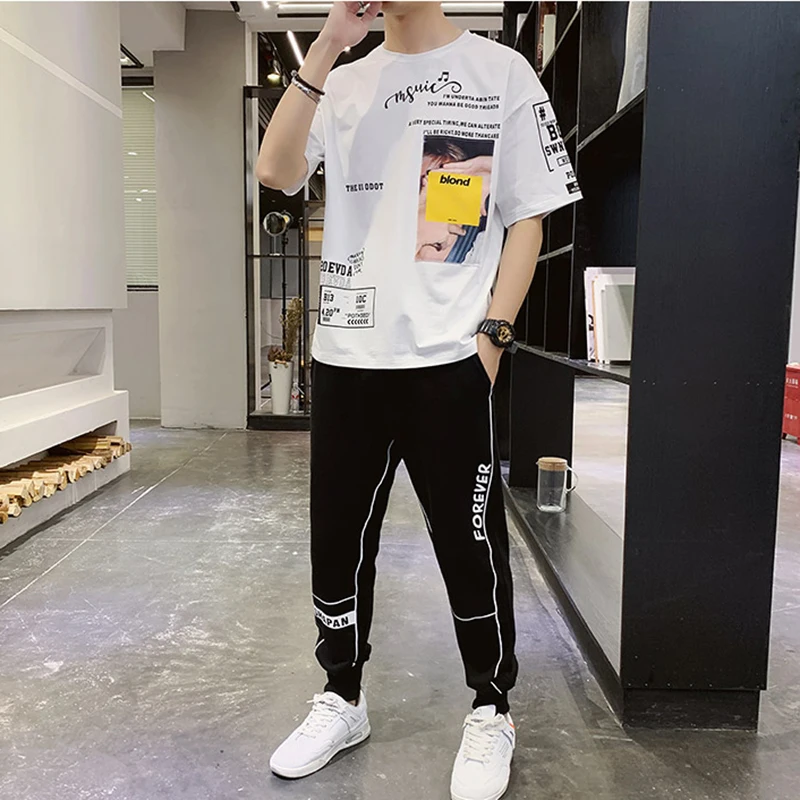 April MOMO 2022 мужская модная спортивная одежда INS спортивные комплекты футболки + P = ants