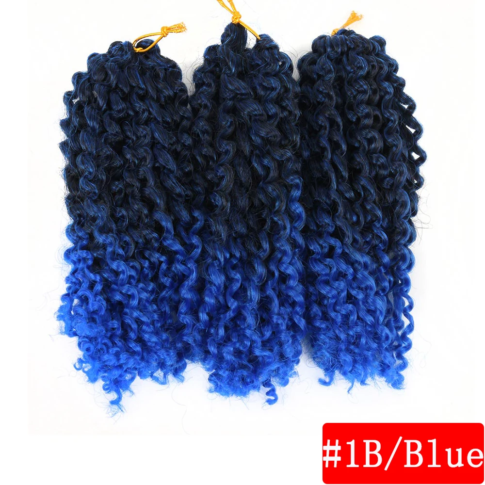 1B-Blue 8 дюймов с поддержкой 3 шт./упак. 60 пряди Marley косы афро кудрявые, на крючках, косички, синтетика, плетение, накладные волосы на заколке для Для женщин - Цвет: 1B-Blue