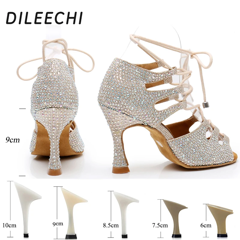 Туфли DILEECHI для латиноамериканских танцев серебристые золотистые туфли бальных