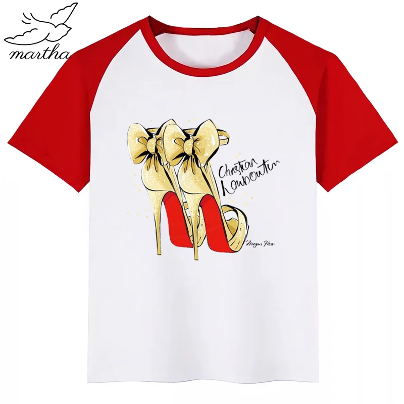 Kids Spain Flamenco High Heels Cartoon T-Shirt O-Neck Boys and Girl Casual Short Sleeve Summer Funny Clothes Tshirt | Мать и ребенок