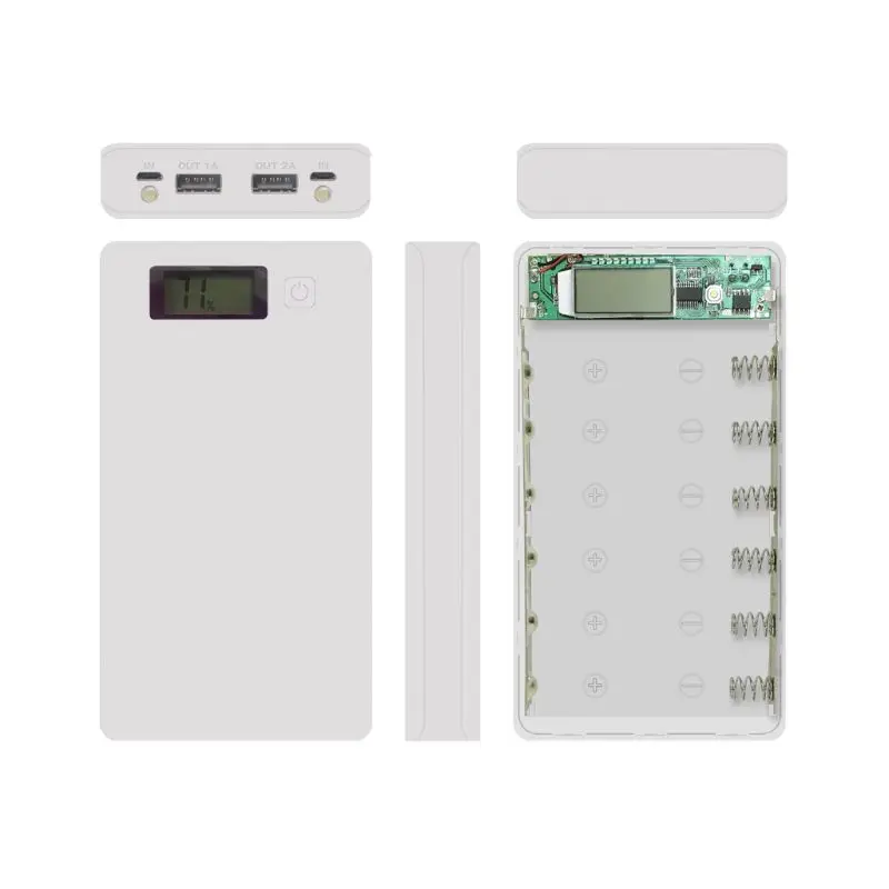 Блок питания 6x18650 корпус внешний аккумулятор с двумя usb-портами Poverbank портативный Pover банк питания для телефонов Xiaomi зарядное устройство(без батареи