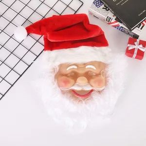 Силиконовая маска деда мороза в рождественской шляпе, закрывающая все лицо, маска для вечеринок, Рождественская декоративная маска для косплея