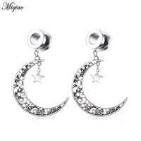 miqiao 2 pcs pulley star with moon pendant ear amp piercing auricle explosive stainless steel jewelry plugs and tunnels