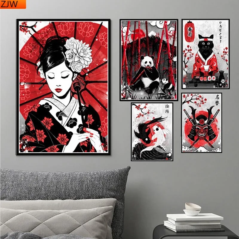 5D алмазов картина Рубин гейш Японских самураев пластичный монтаж анимация