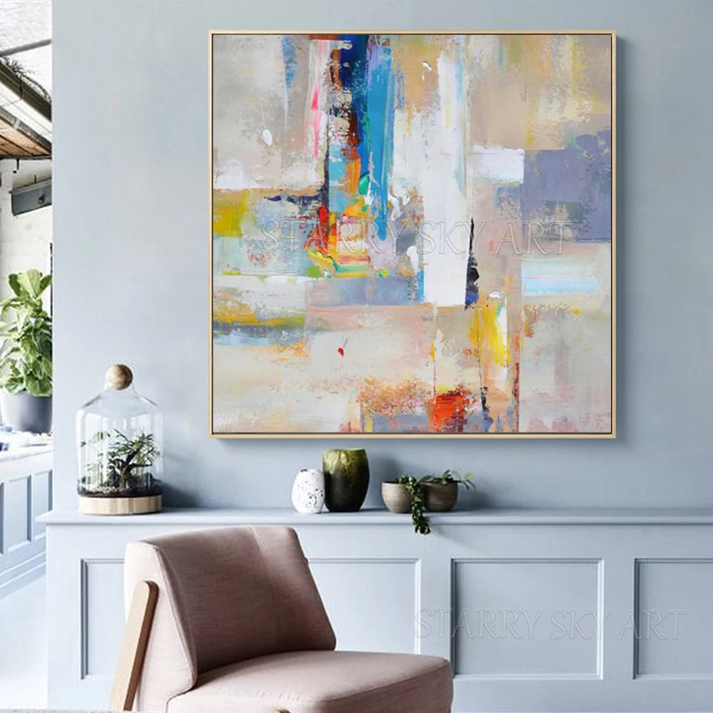 

Professional Artist Handmade Abstract Colorful Abstract Acrylic Painting on Canvas Rich Colors Abstract Acrylic Knife Painting