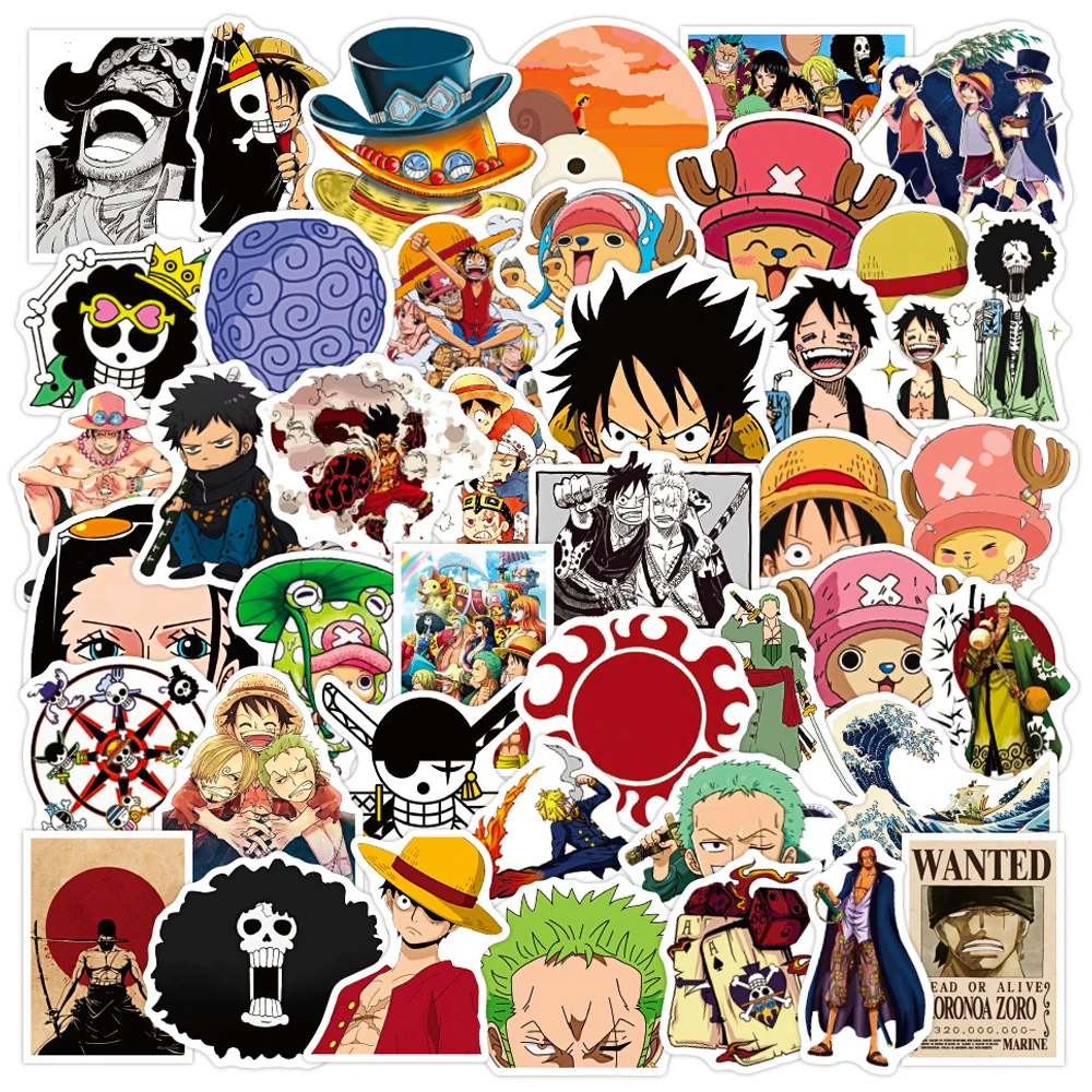

50PCS Anime One Piece Cartoon Stickers Guitar Laptop Waterproof DIY Car Bike Travel Luggage Phone Classic Toy Decals Sticker
