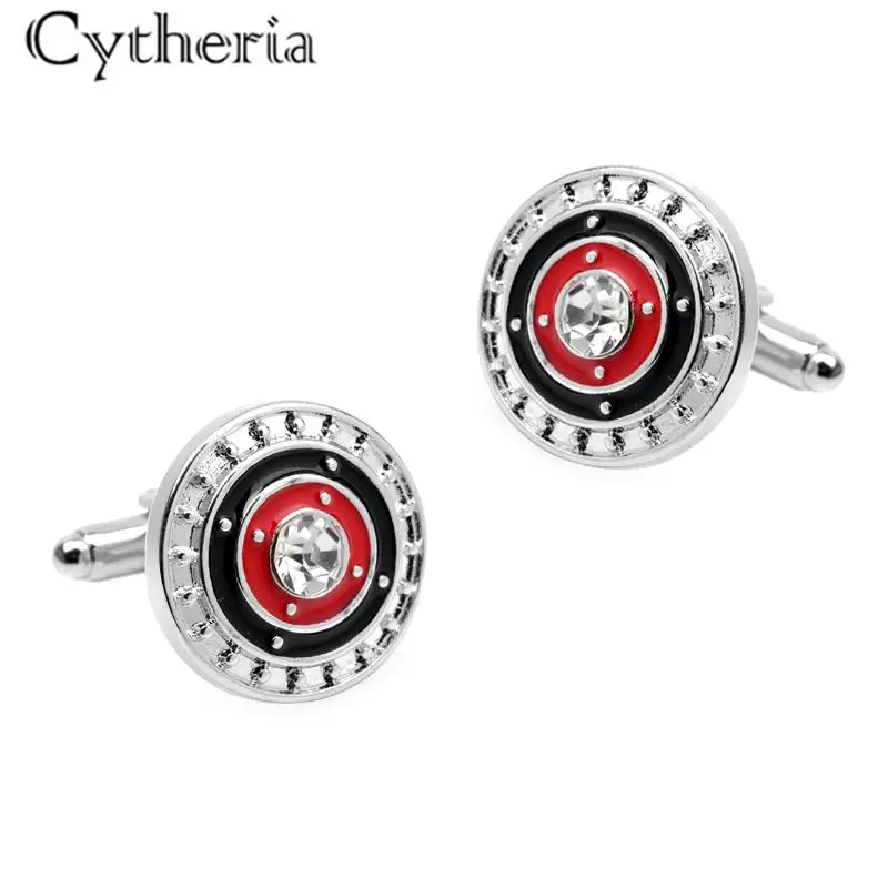 Черные и красные запонки с кристаллами мужские на день рождения свадебный