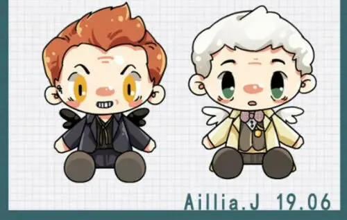 Брелок с изображением героев фильма Good Omens Майкла Блейна ангела дьявола брелок