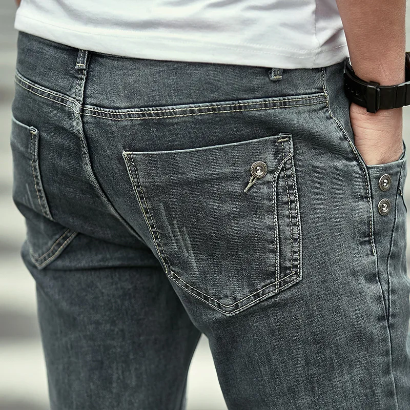 

2020 feet jeans men's cultivate one's morality teenagers tide smoke gray four seasons new jeans