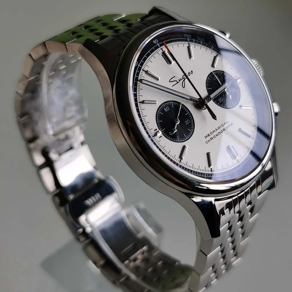 

1963 Men's Sugess Chronograph Mechanical Wrist Watch Hand Wind Seagull Movement st1901 Panda Watches Mens 2020 Luminous Pilot