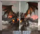 Шторы Фэнтезийный мир иллюстрация трехголового огненного дракона большой Монстр Готическая тема декор для гостиной и спальни