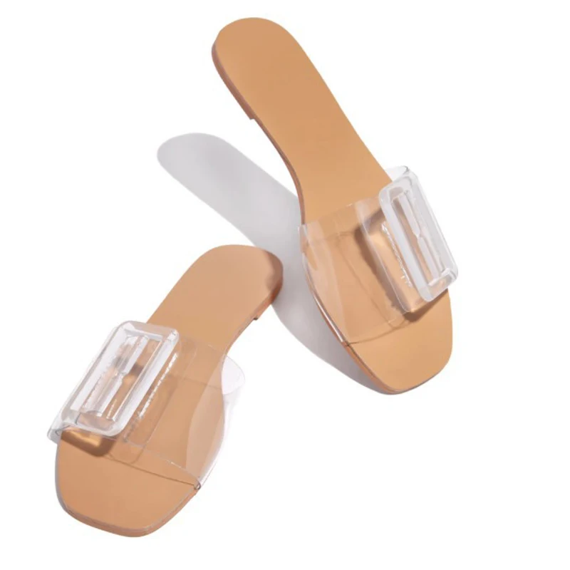 

Сандалии Женские однотонные с открытым носком, модная удобная Уличная обувь для отдыха, большие размеры, летние Тапочки