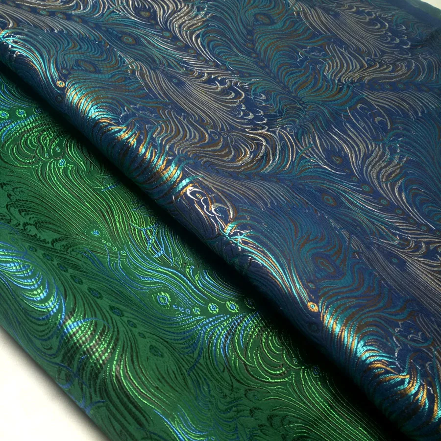 Жаккардовая парчовая шелковая ткань павлинье перо гладкая поделка сделай сам