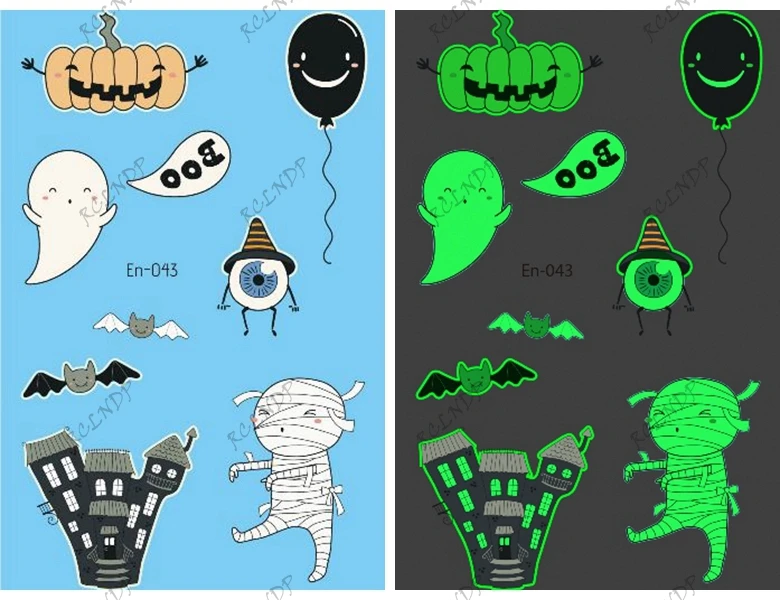 Водостойкая Временная светящаяся тату-наклейка милая тыква череп Хэллоуин день