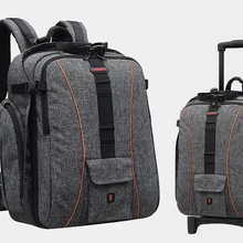 Camera Bag Backpack 2-in-1 Rolling Camera Backpack Trolley Case-Anti-shock Detachable Padded