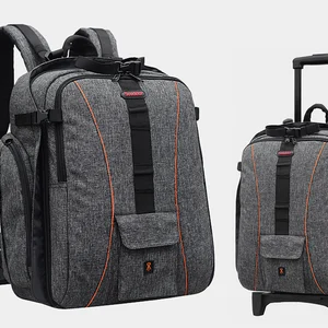 camera bag backpack 2 in 1 rolling camera backpack trolley case anti shock detachable padded free global shipping